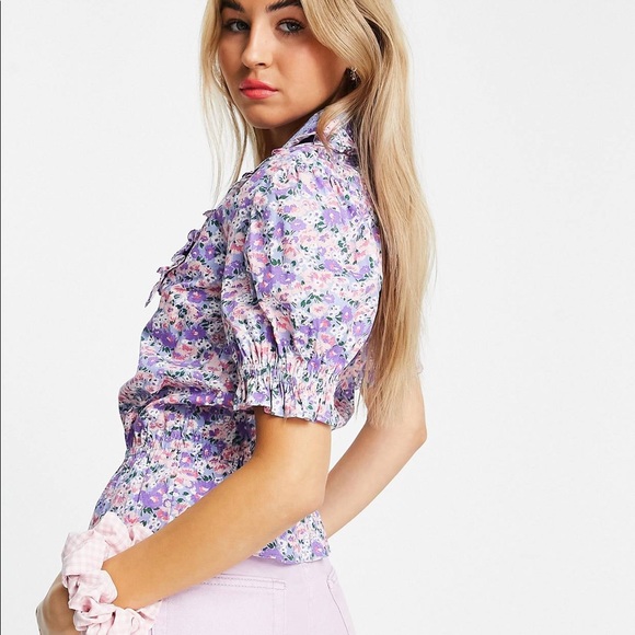 NWT reclaimed vintage floral collar top 8 - Picture 4 of 4